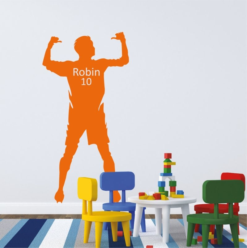 Muursticker voetbal met naam jongenskamer / kinderkamer