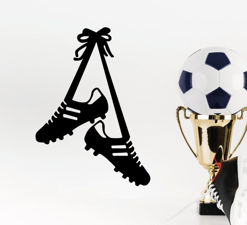 Muursticker voetbal schoenen kinderkamer