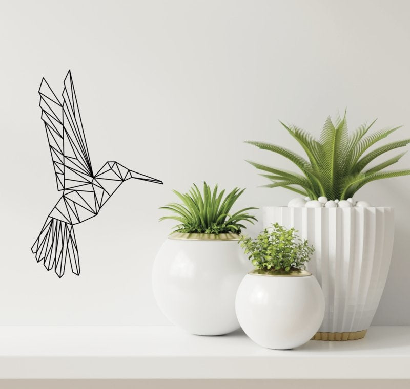 Muursticker vogel kolibrie geometrisch kinderkamer