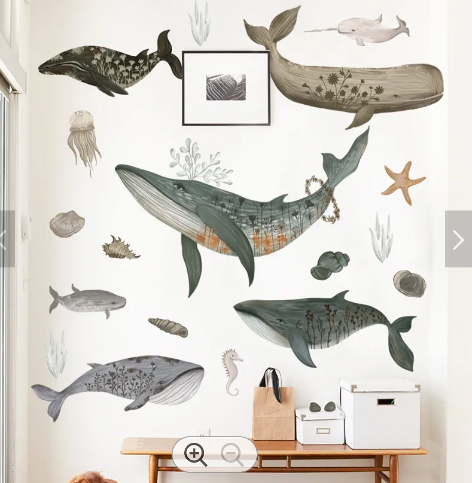 Muursticker walvissen oceaan kinderkamer