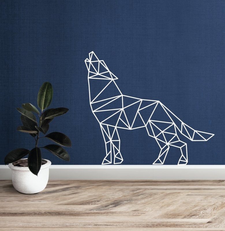 Muursticker wolf geometrisch kinderkamer