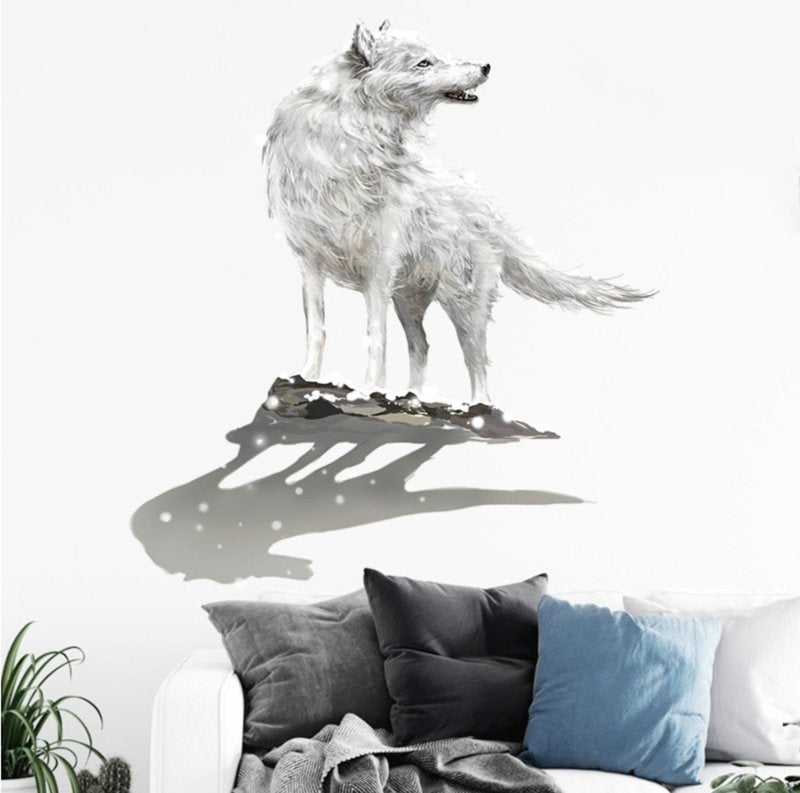 Muursticker wolf wit stoer kinderkamer