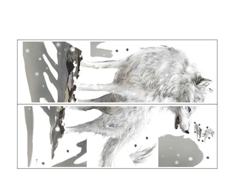 Muursticker wolf wit stoer kinderkamer