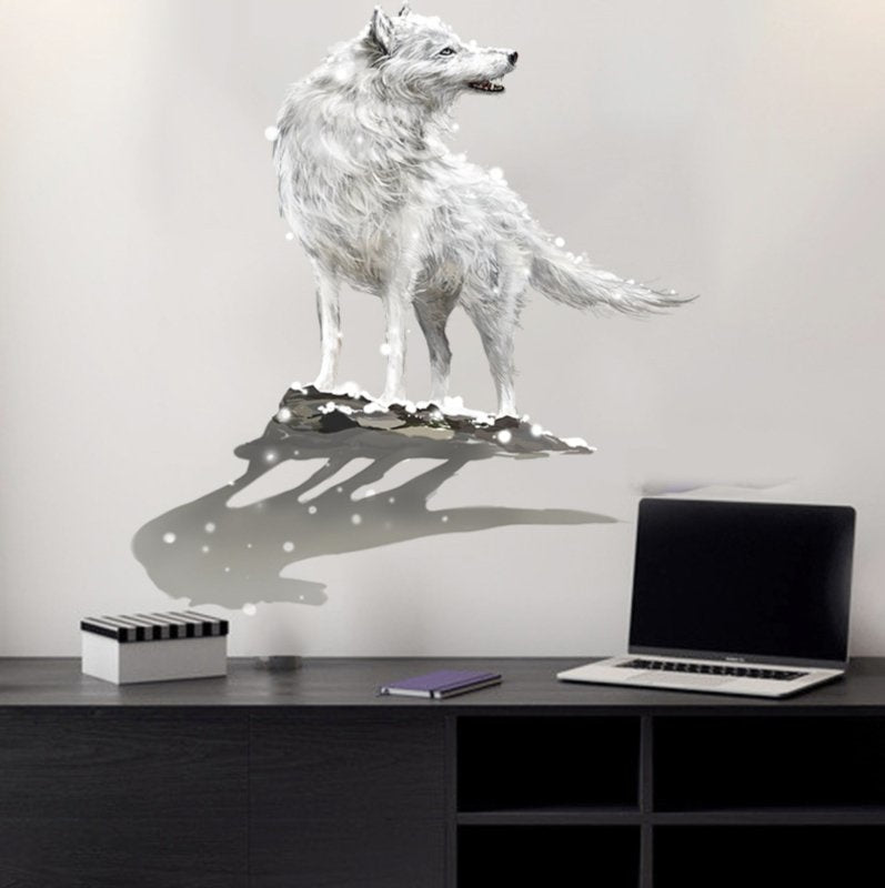 Muursticker wolf wit stoer kinderkamer