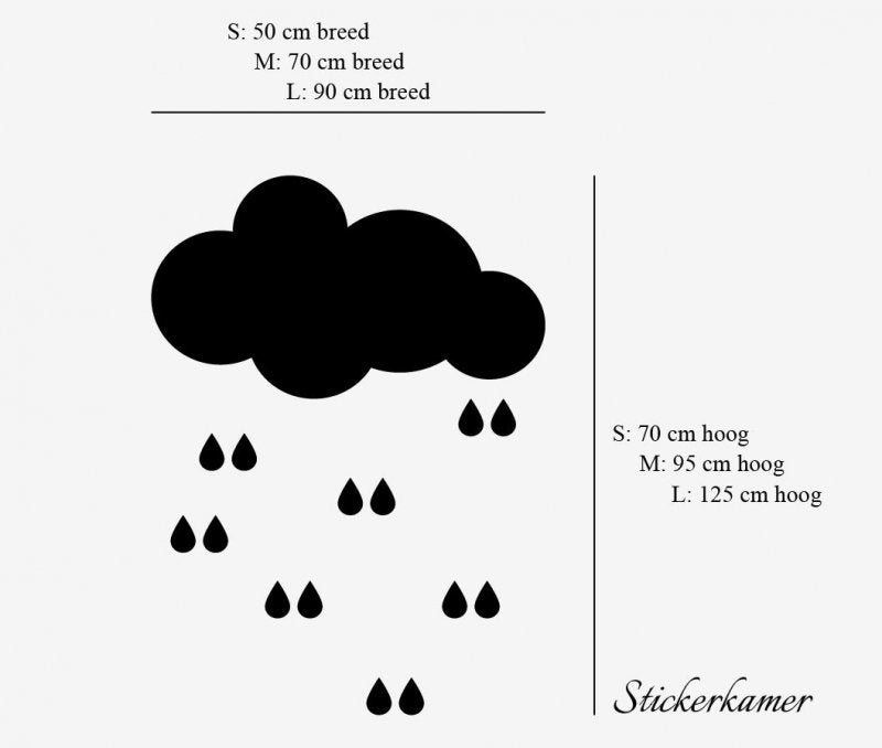 Muursticker wolk en regendruppels kinderkamer