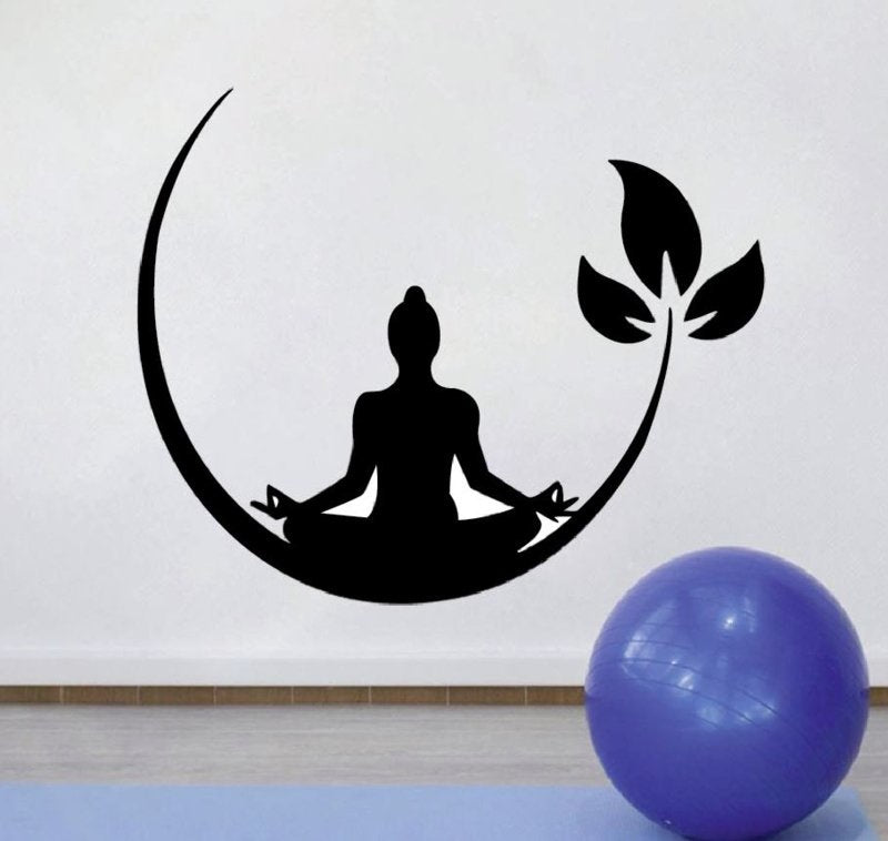 Muursticker yoga meditatie decoratie sticker bloem