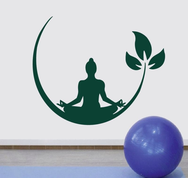 Muursticker yoga meditatie decoratie sticker bloem