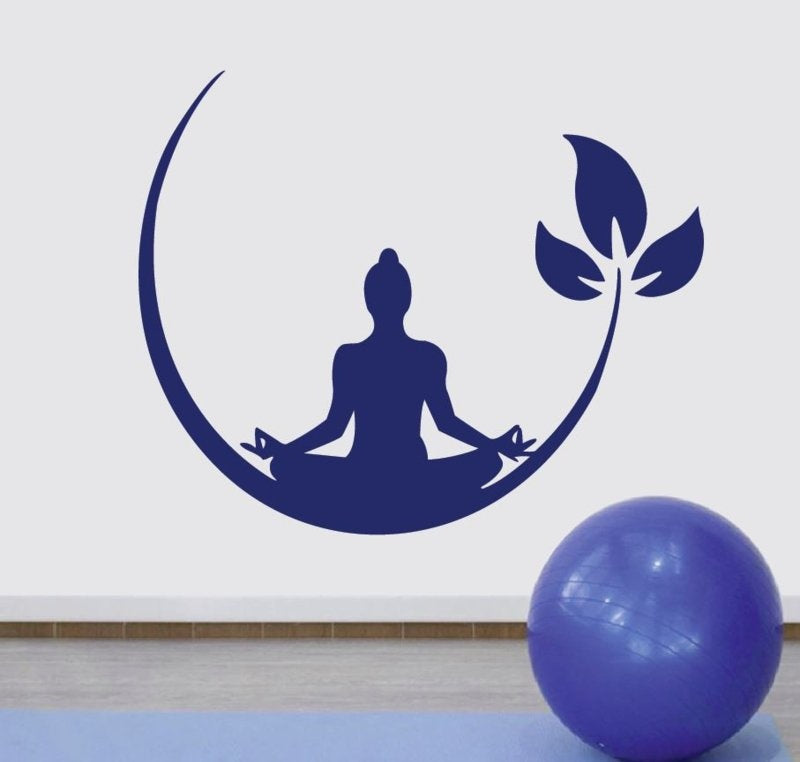 Muursticker yoga meditatie decoratie sticker bloem