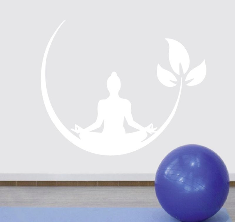 Muursticker yoga meditatie decoratie sticker bloem