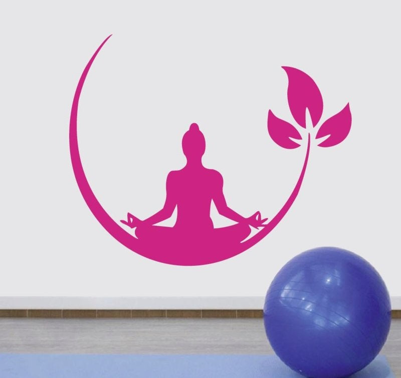 Muursticker yoga meditatie decoratie sticker bloem