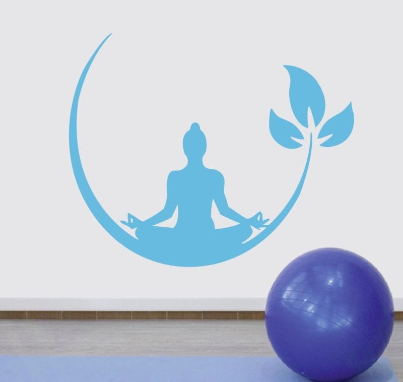 Muursticker yoga meditatie decoratie sticker bloem