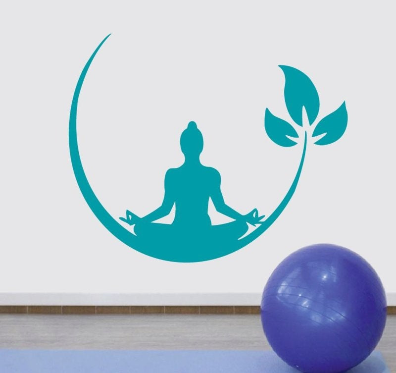 Muursticker yoga meditatie decoratie sticker bloem