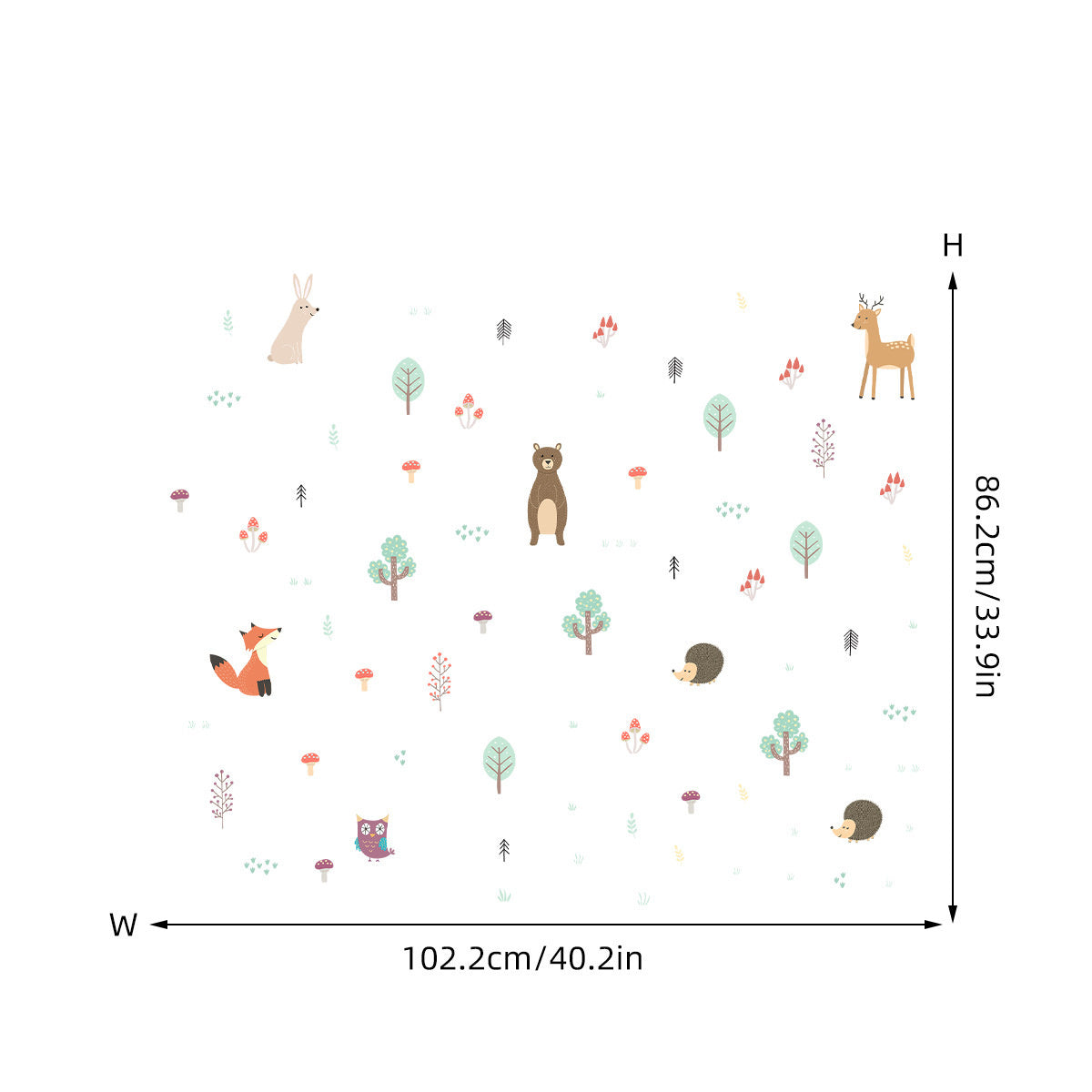 Herfst Muurstickers – Bosdieren, Boompjes en Paddenstoelen voor de Kinderkamer