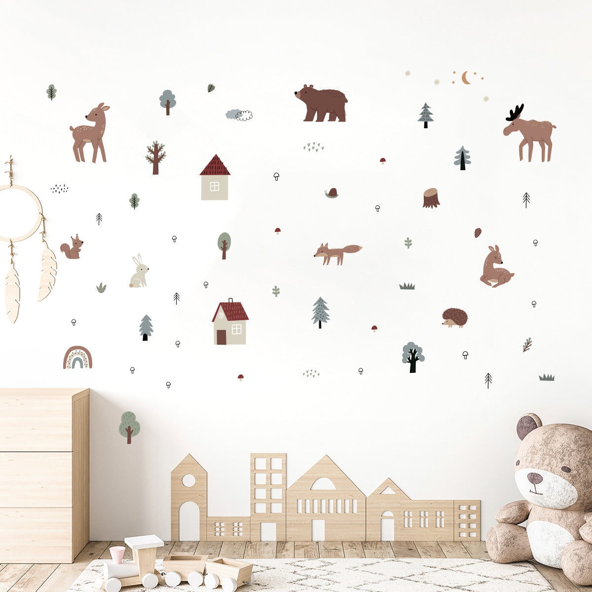 Bosdieren Muurstickers Set – Schattige Decoratie voor de Kinderkamer