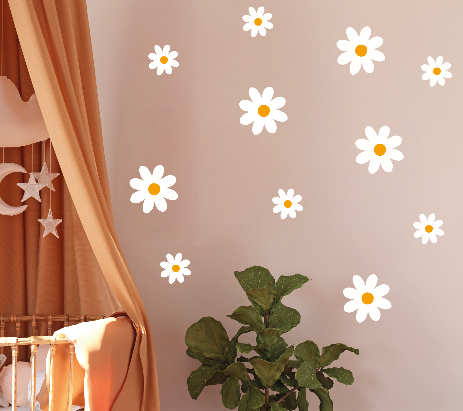 Muurstickers daisy flowers - madeliefjes bloemen kinderkamer