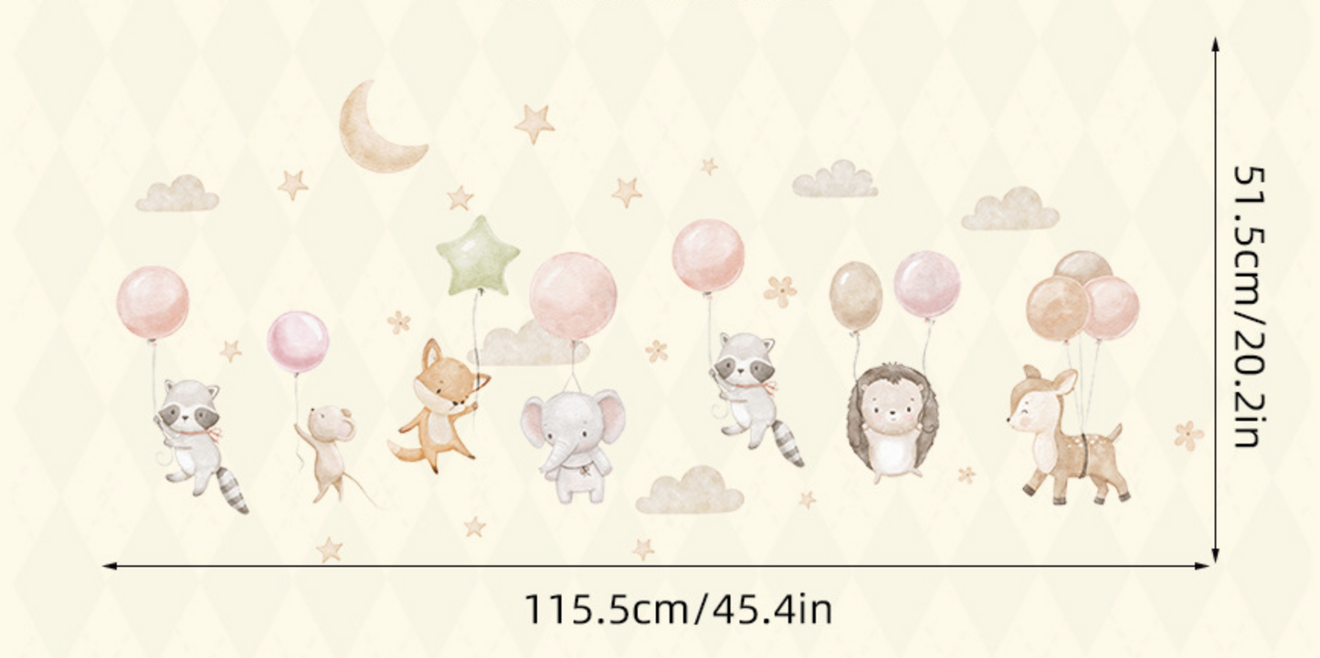 Muurstickers dieren ballonnen schattig kinderkamer babykamer