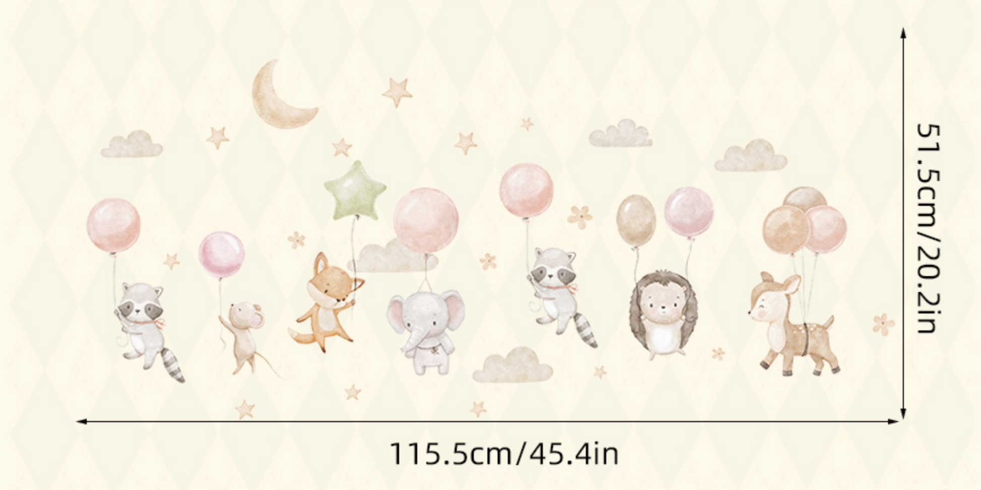 Muurstickers dieren ballonnen schattig kinderkamer babykamer