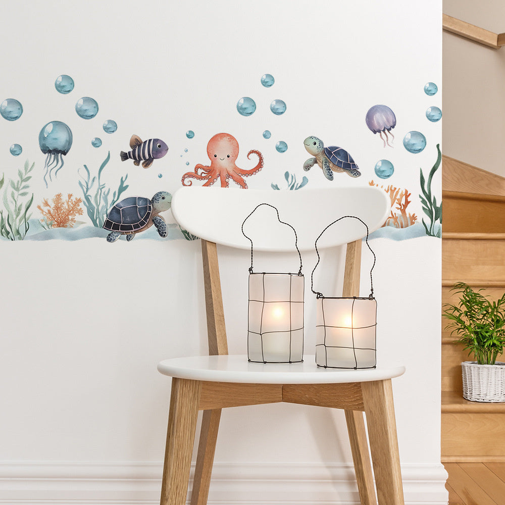 Muursticker onderwater zee dieren 88x33 cm