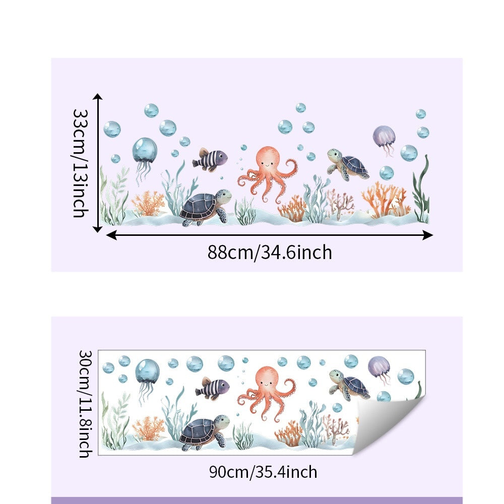 Muursticker onderwater zee dieren 88x33 cm