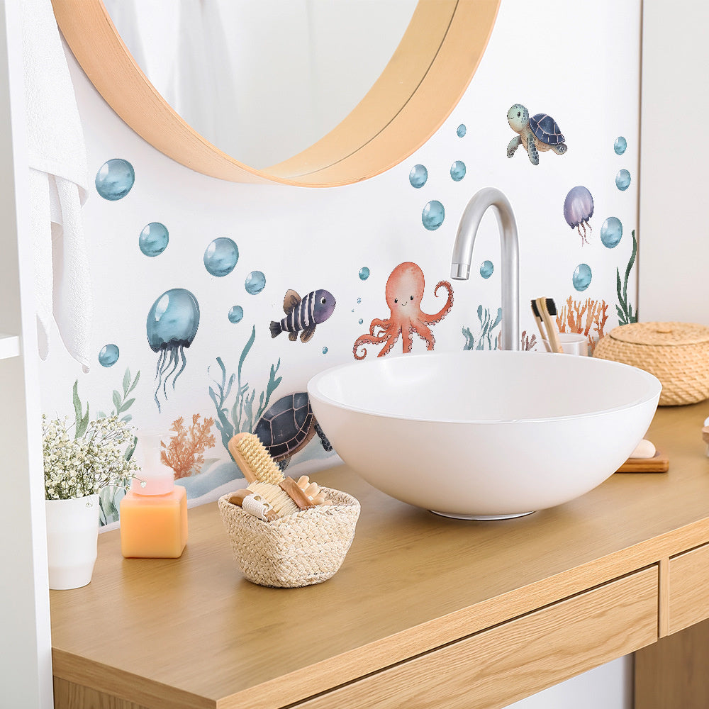 Muursticker onderwater zee dieren 88x33 cm