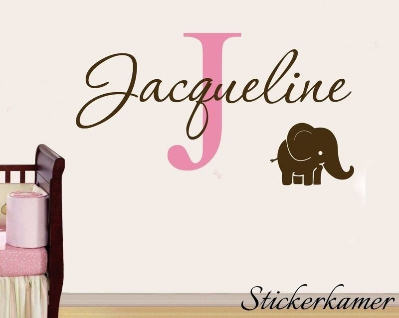 Naamsticker met met olifant babykamer