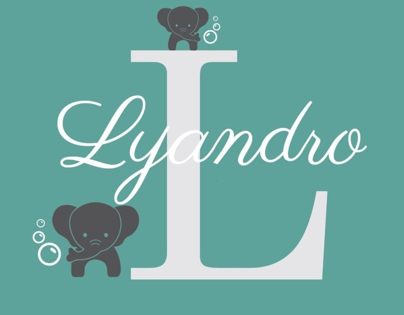 Naamsticker met met olifant kinderkamer