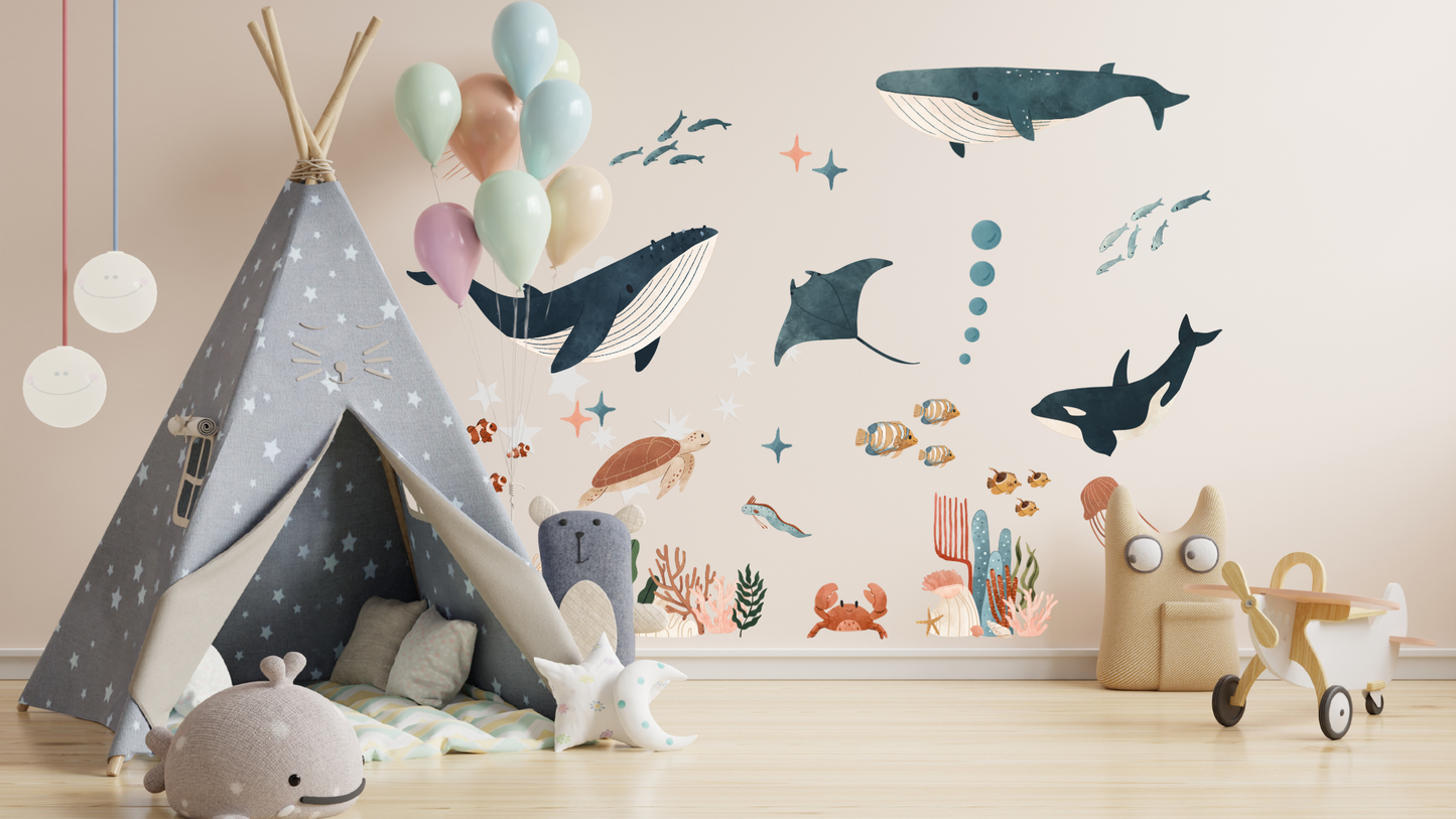 Muursticker onderwaterwereld kinderkamer