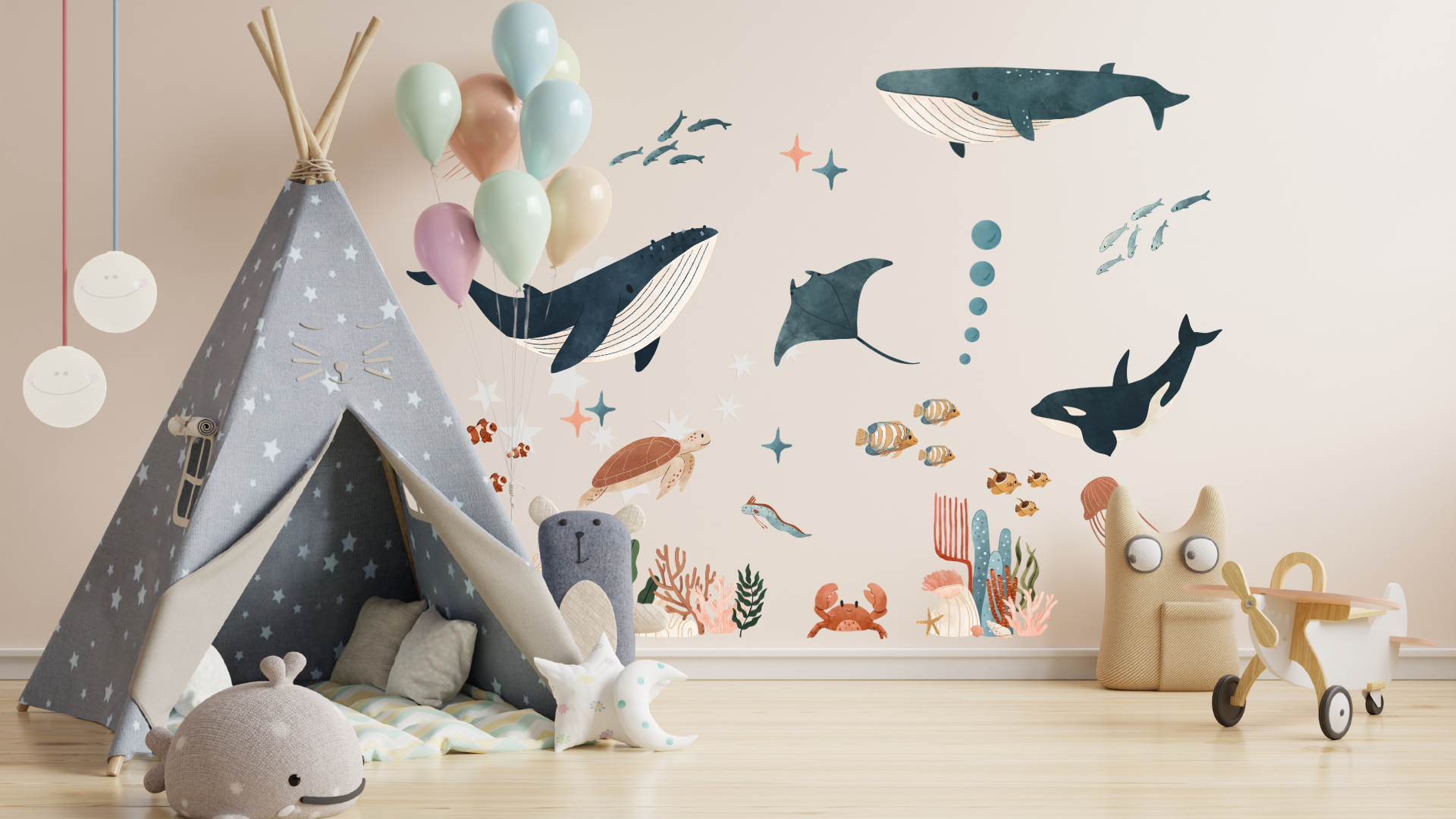 Muursticker onderwaterwereld kinderkamer