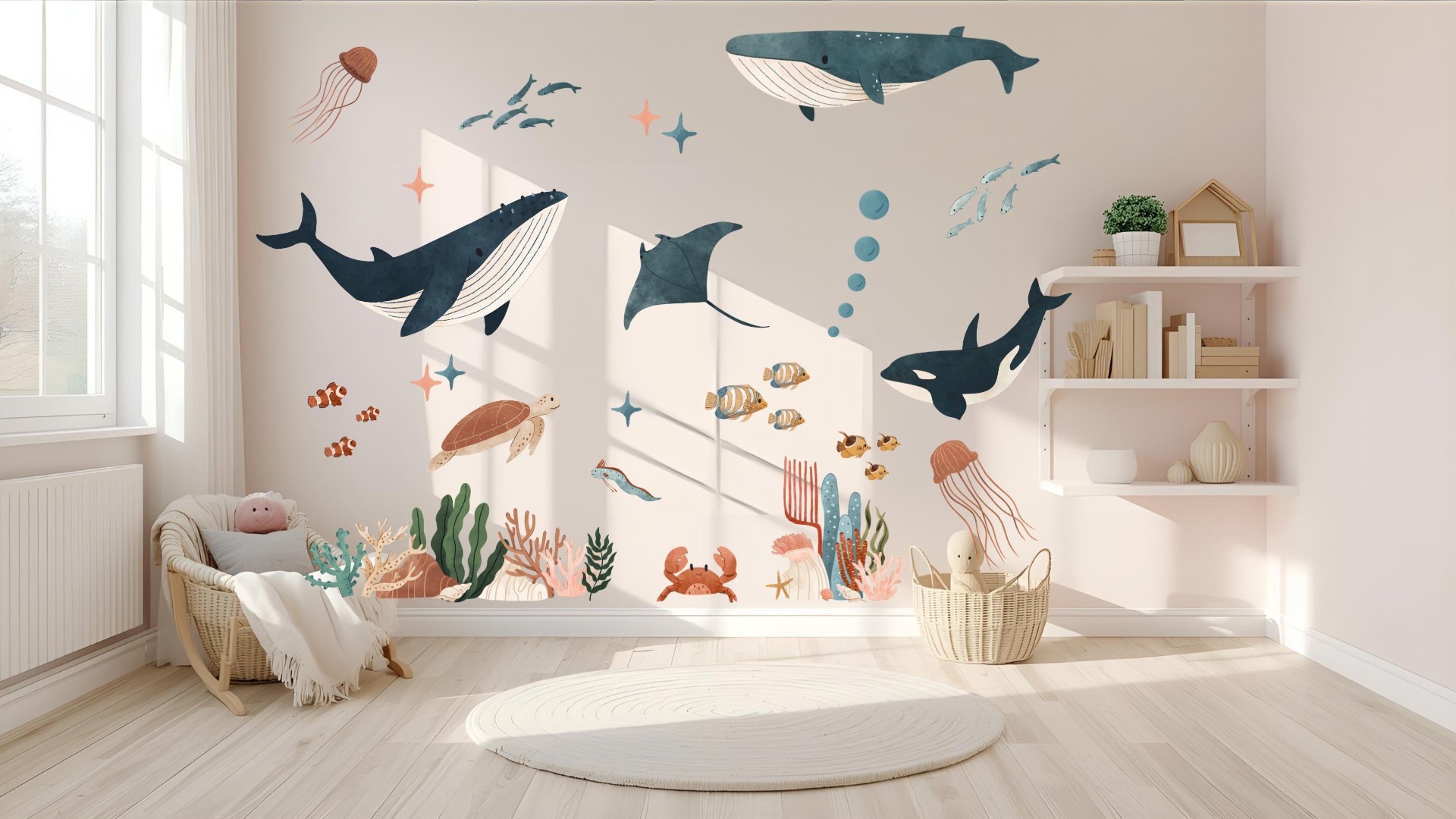 Muursticker onderwaterwereld kinderkamer