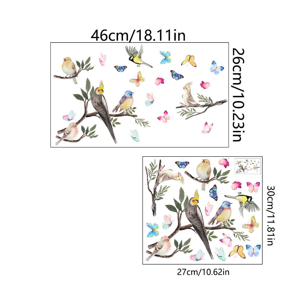 Raamdecoratie sticker zelfklevend vogel op tak