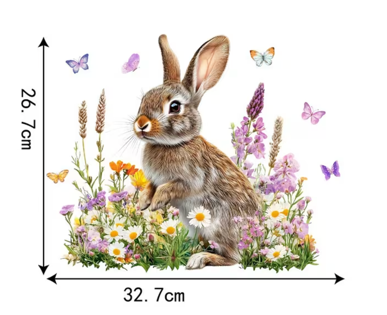 Statische Raamsticker Pasen – Paashaas in Bloemenveld (30x30 cm)