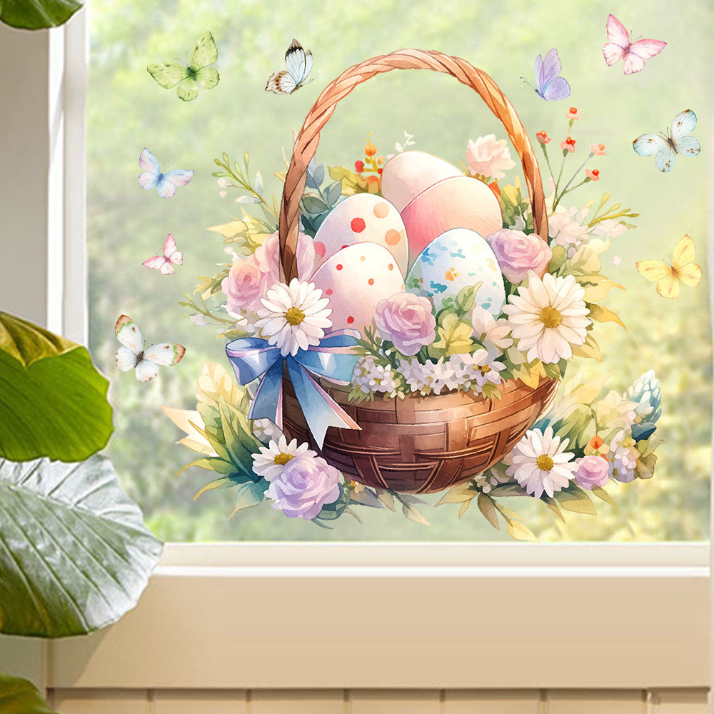 Statische Paas Raamsticker Paasmand met Eieren 30x30 cm