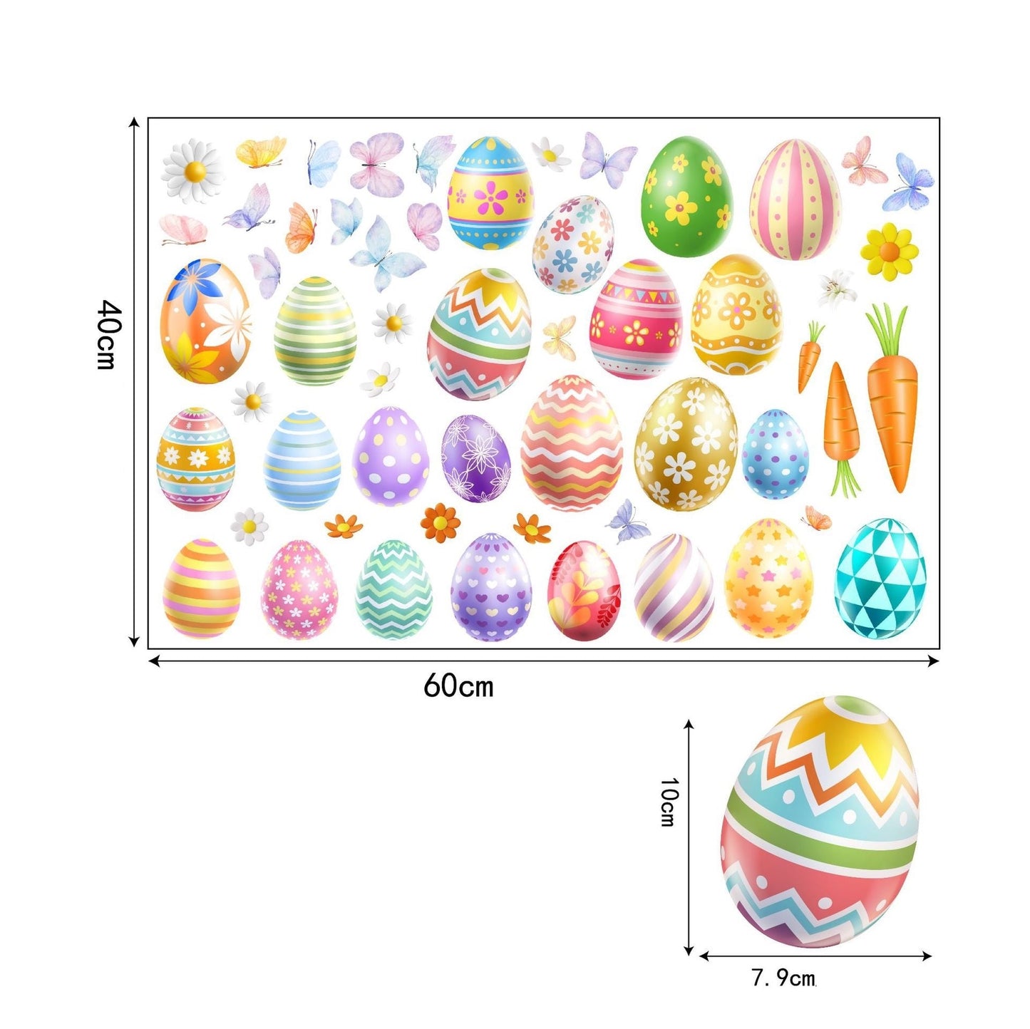 Statische paas raamstickers paaseieren set 60x40 cm