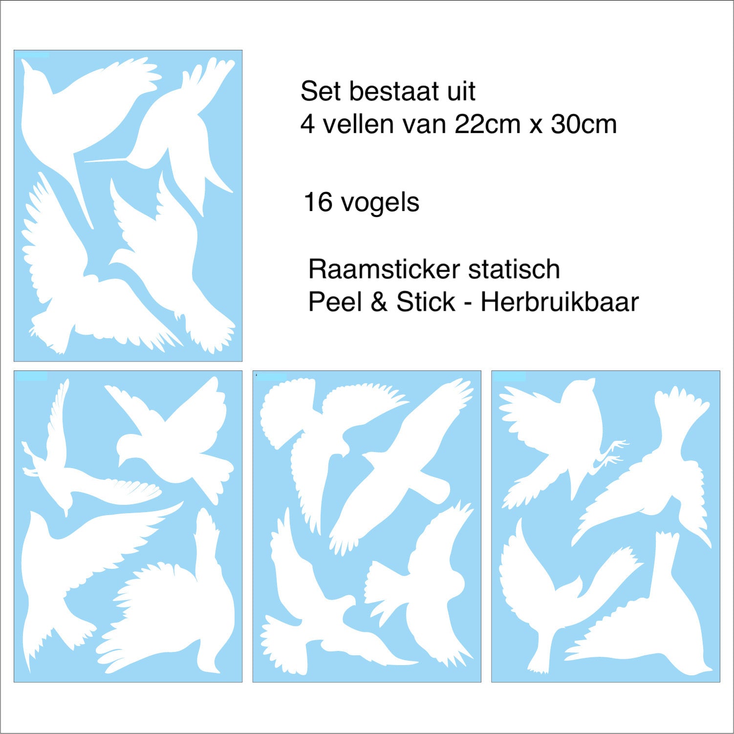 Statische vogels raamstickers 16 vogels vogelbescherming