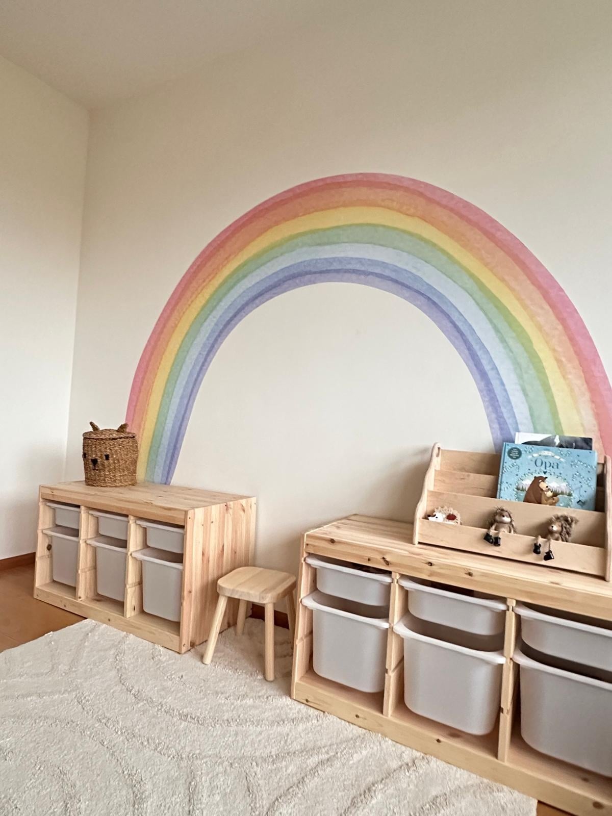 Muursticker regenboog aquarel waterverf stijl XXL kinderkamer