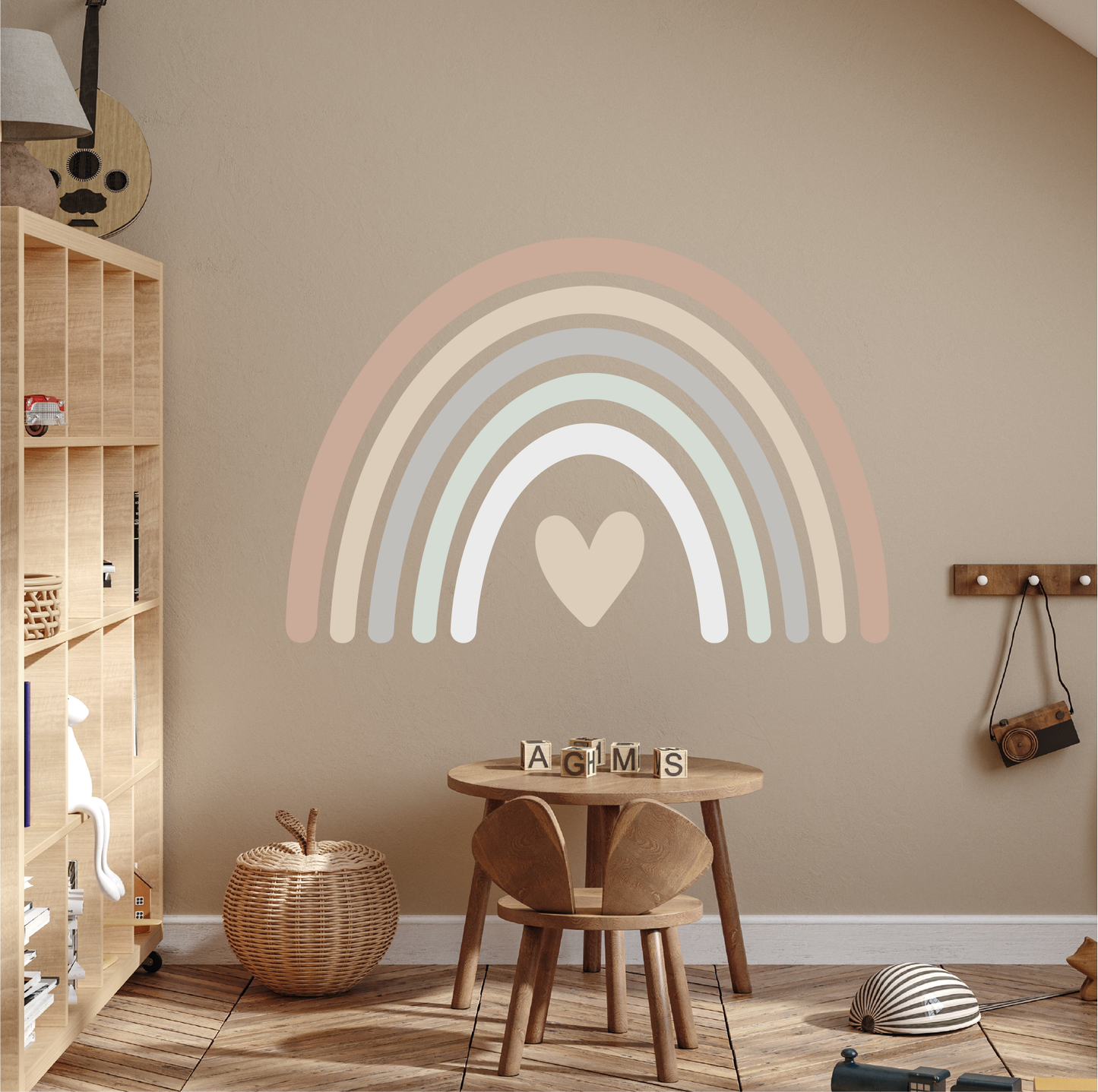 Muursticker regenboog neutrale kleuren