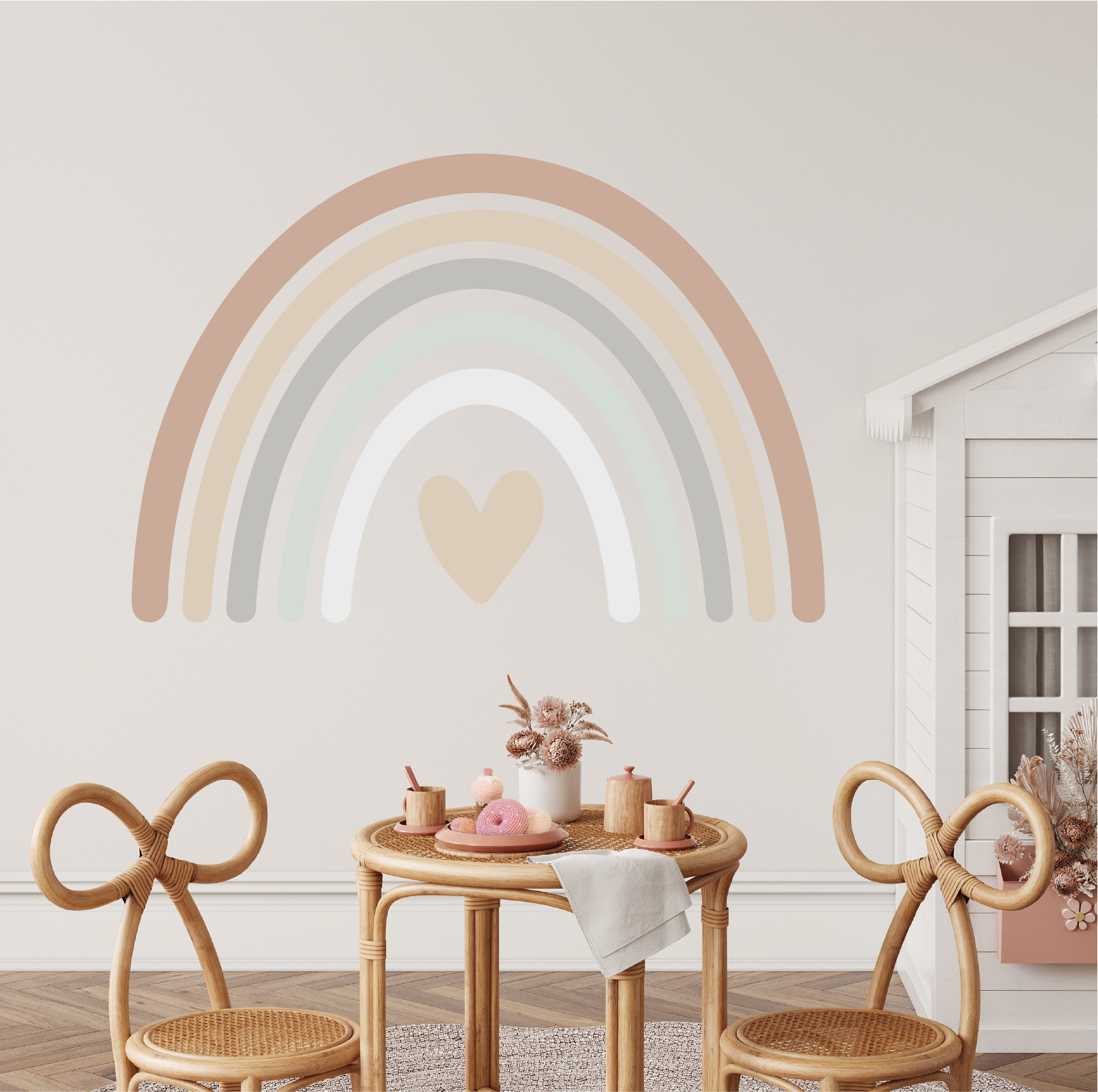 Muursticker regenboog neutrale kleuren