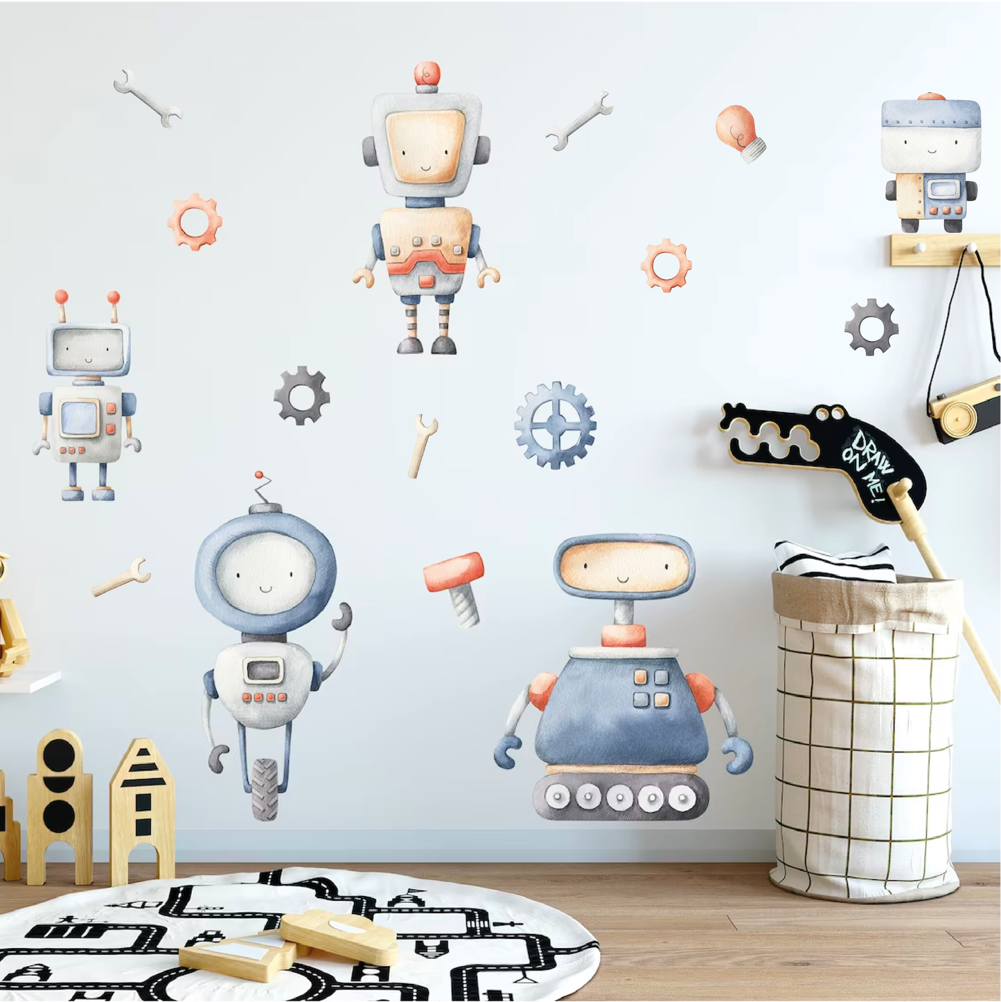 Muurstickers robot designs voor jongenskamer