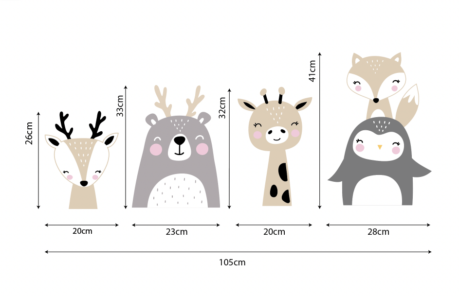 Muursticker kinderkamer dieren en stippen nordic design
