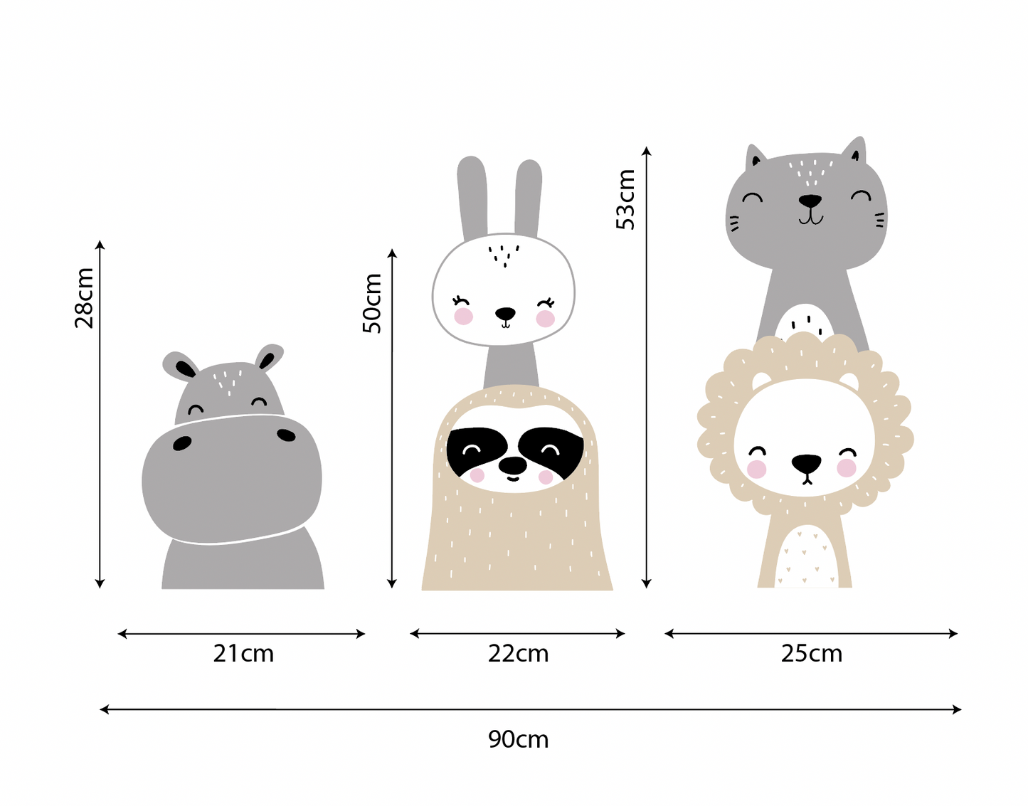 Muursticker kinderkamer dieren en stippen nordic design