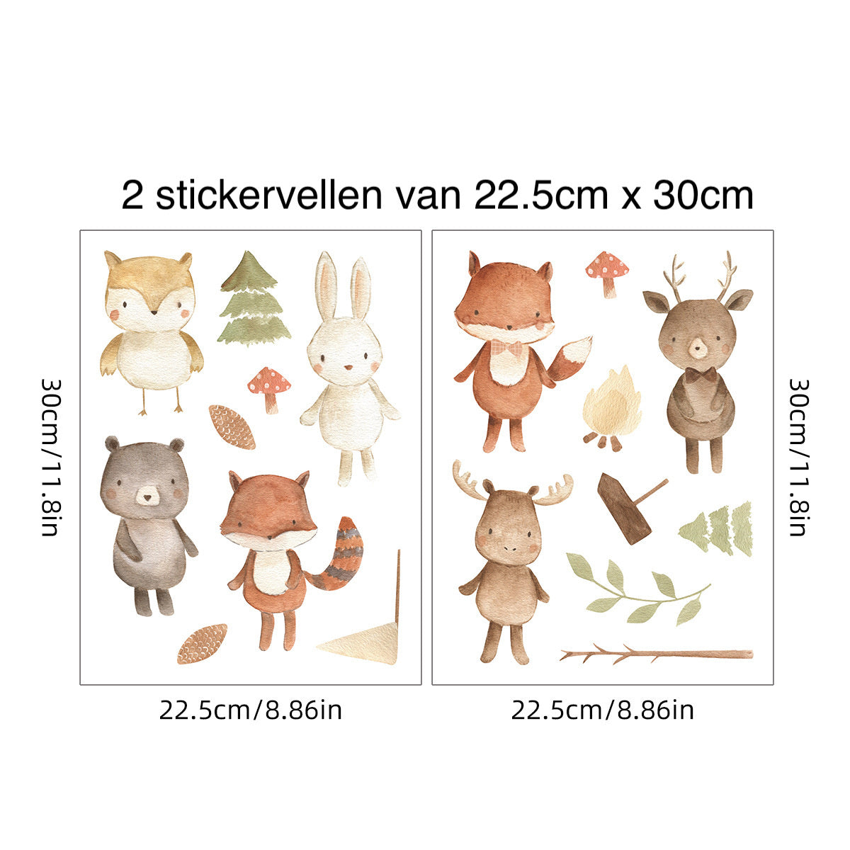 Herfst Bosdieren Muurstickers – Schattige Decoratie voor de Kinderkamer