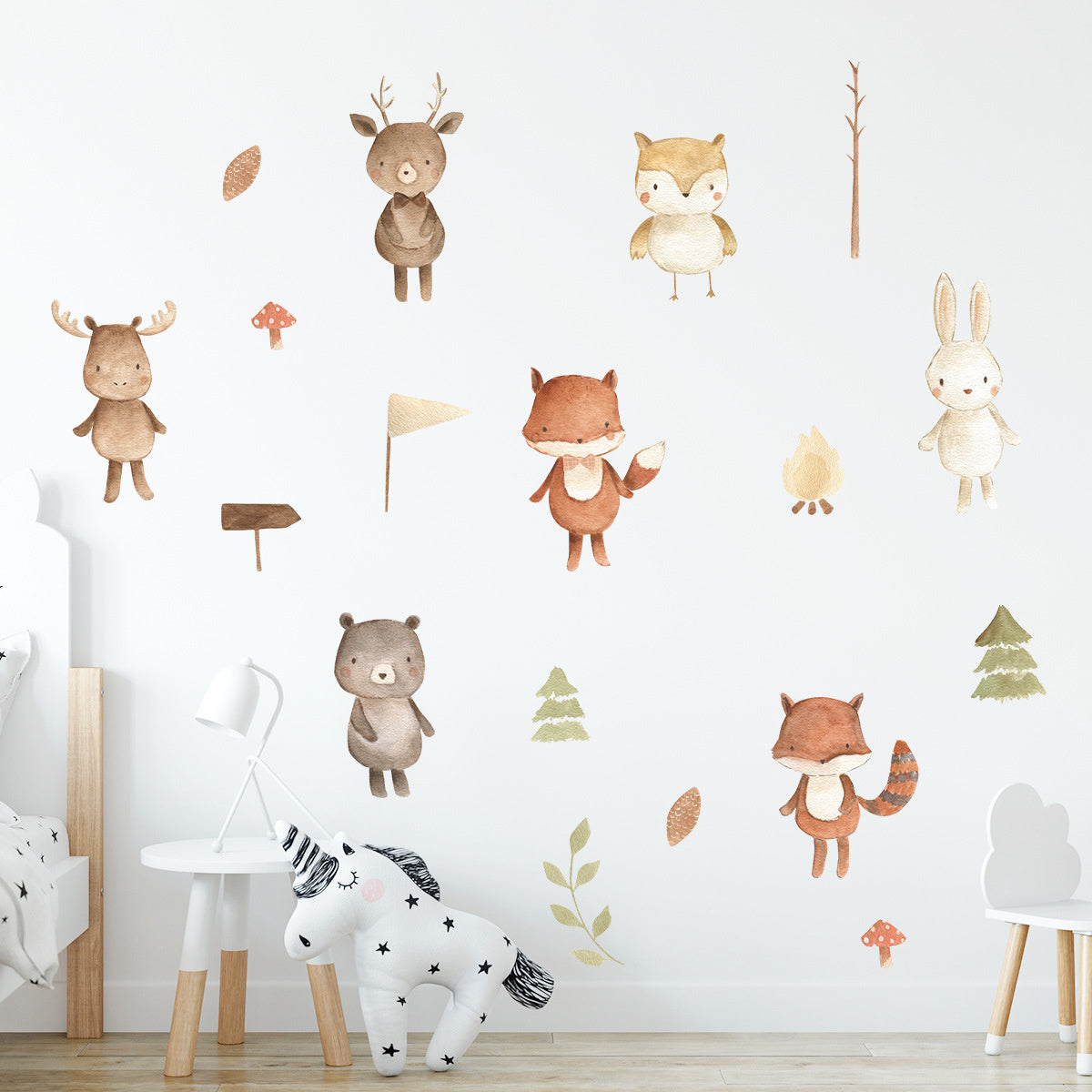 Herfst Bosdieren Muurstickers – Schattige Decoratie voor de Kinderkamer