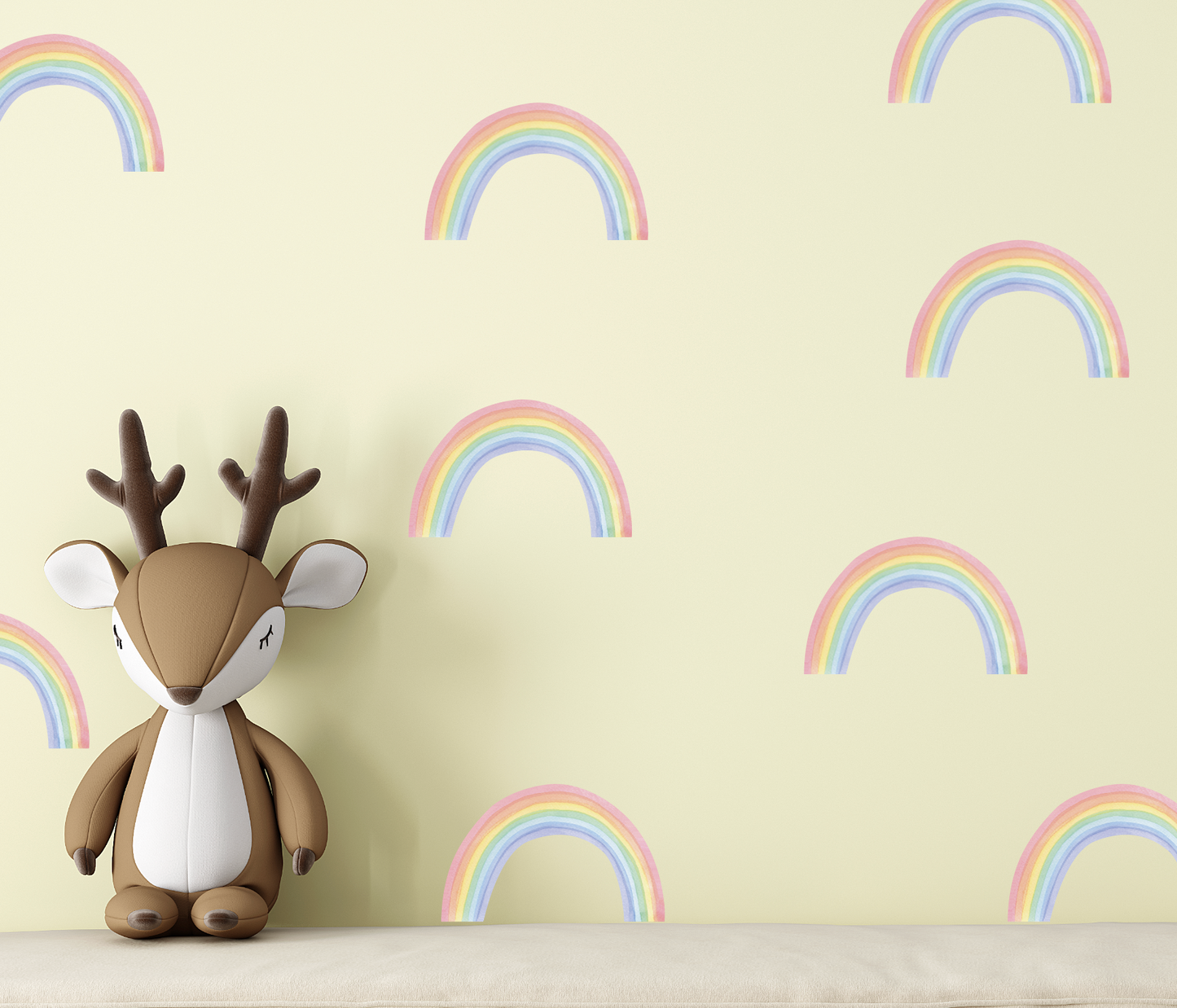 Muurstickers regenboogjes pastel kinderkamer medium