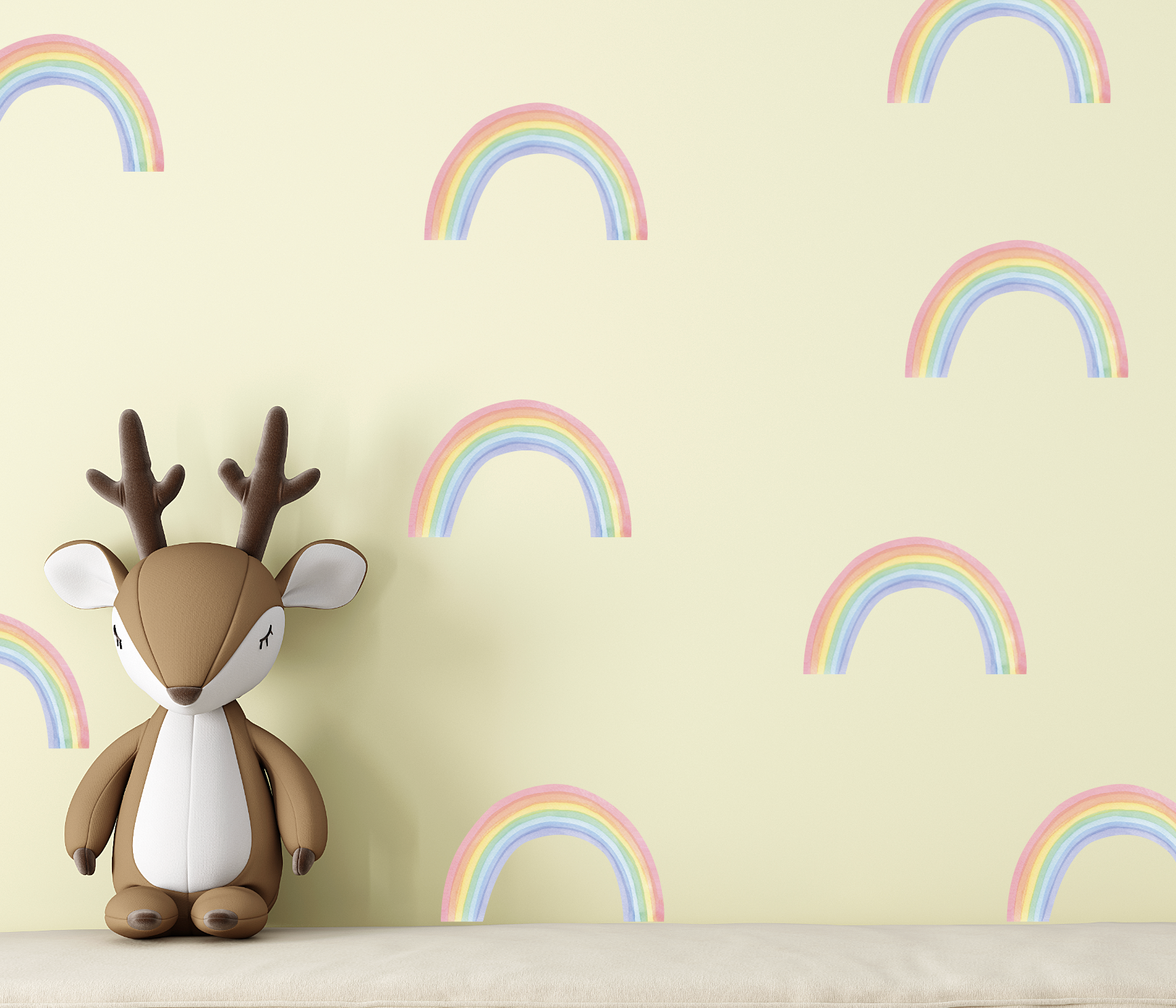 Muurstickers regenboogjes pastel kinderkamer medium