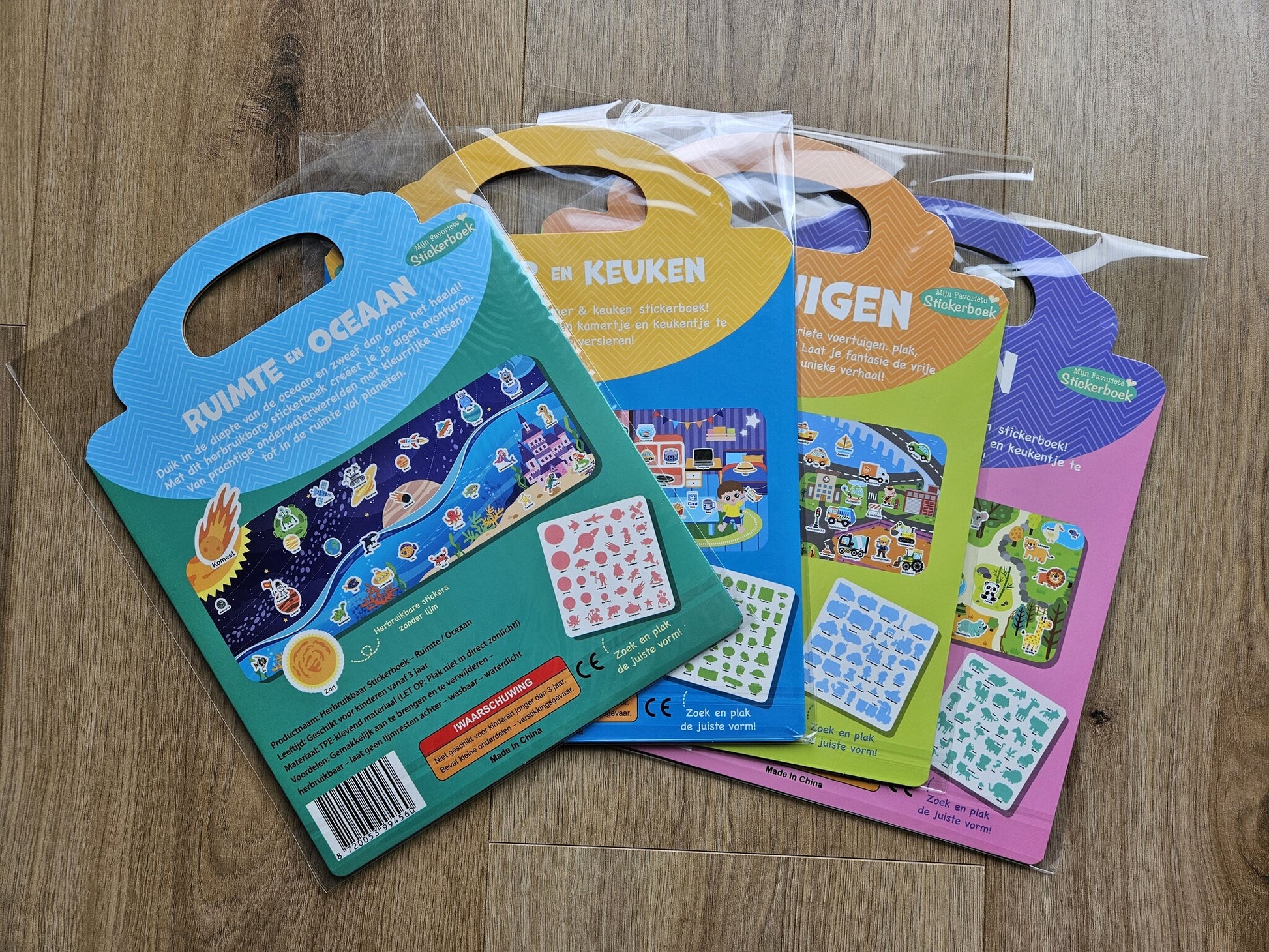 Stickerboek Kinderen: 4 Thema's  herbruikbaar