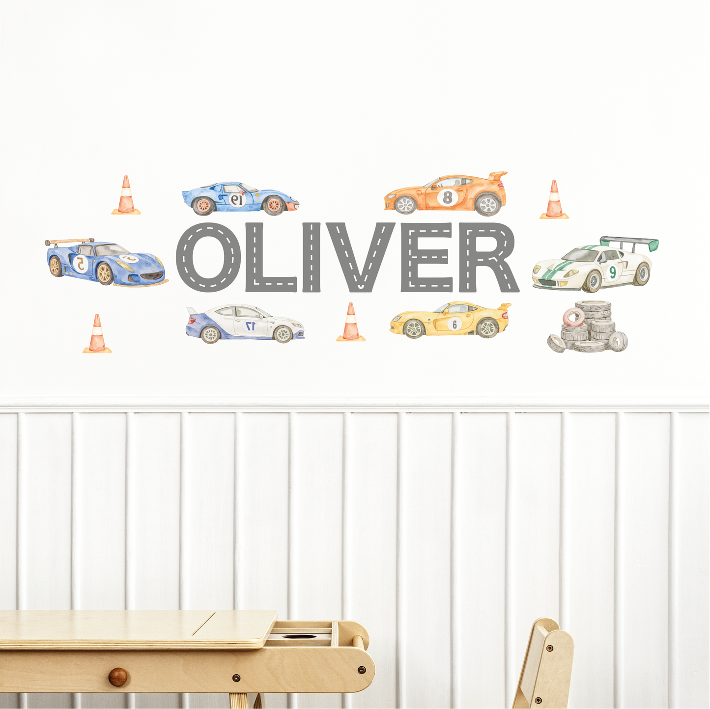 Muursticker race auto's kinderkamer jongen