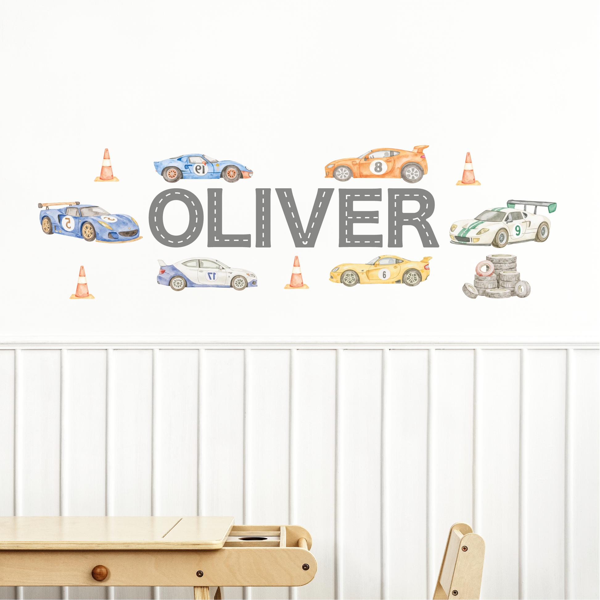 Muursticker race auto's kinderkamer jongen