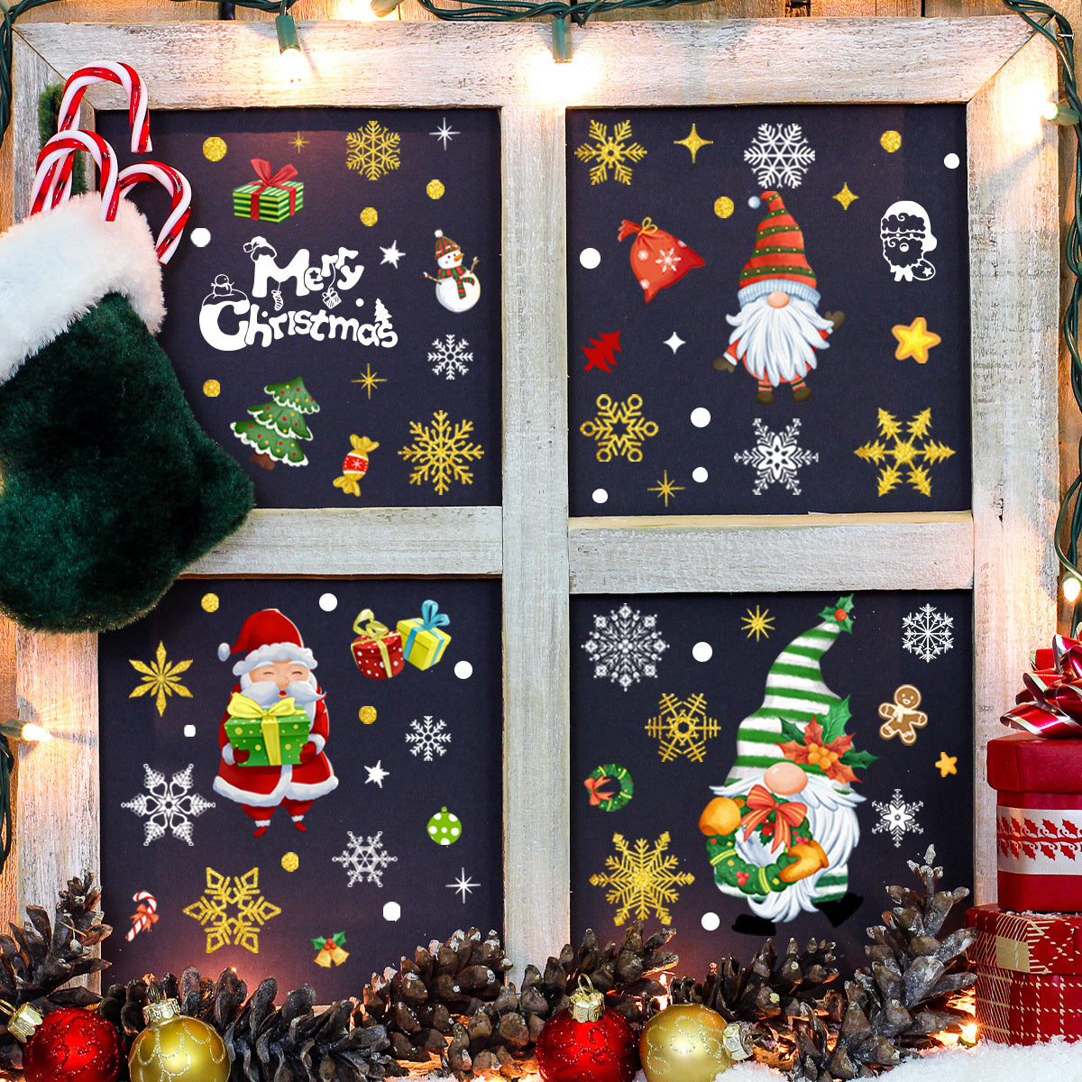 Statisch raamfolie stickers Mega Pack kerst 9 vellen