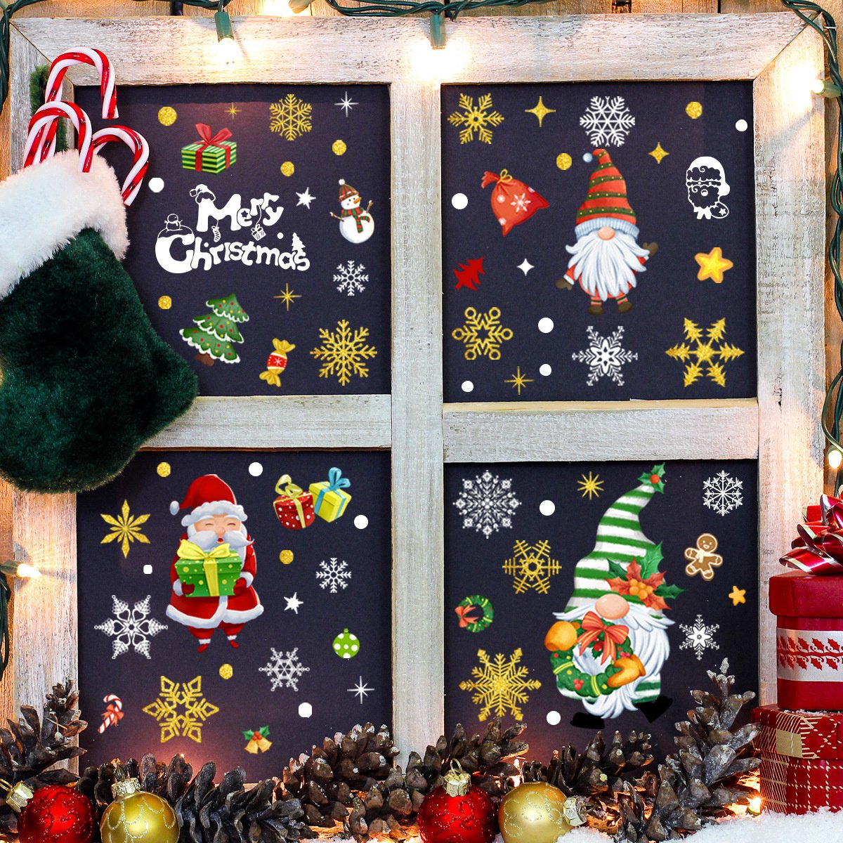 Statisch raamfolie stickers Mega Pack kerst 9 vellen