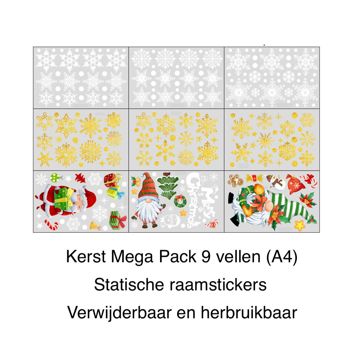 Statisch raamfolie stickers Mega Pack kerst 9 vellen